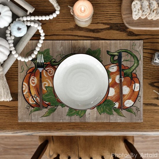 Set De 4 Sets De Table Citrouilles Et Feuilles D'automne Décoration