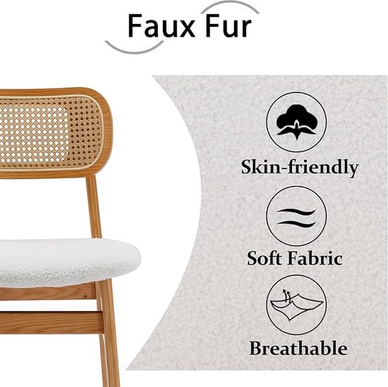 Set van 4 eetkamerstoelen, keukenstoelen met rugleuning, fluweellook