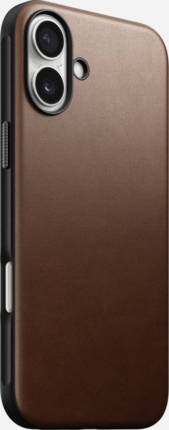 Coque Nomad adaptée à Apple iPhone 16 Plus | Étui en cuir moderne | Compatible avec MagSafe et le chargement sans fil | Couverture arrière en Cuir véritable | Marron