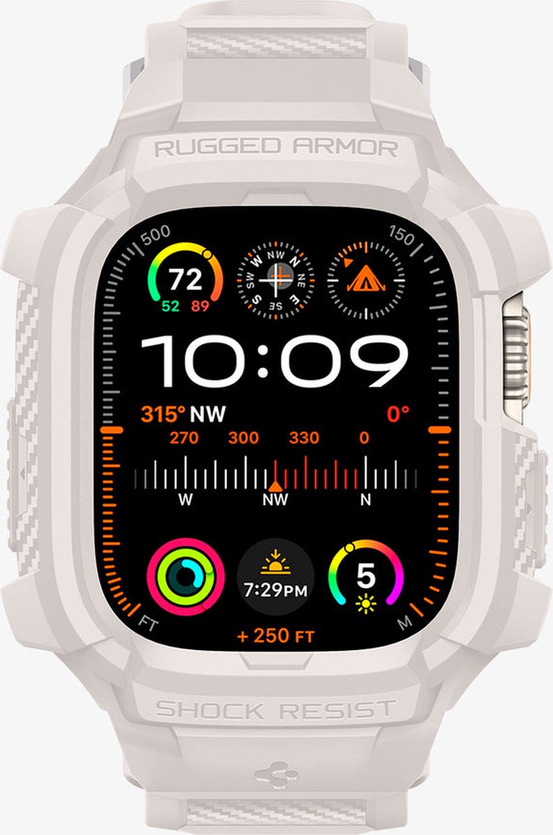 Spigen Rugged Armor Pro Hoesje en Bandje Geschikt voor Apple Watch Ultra (2) Beige