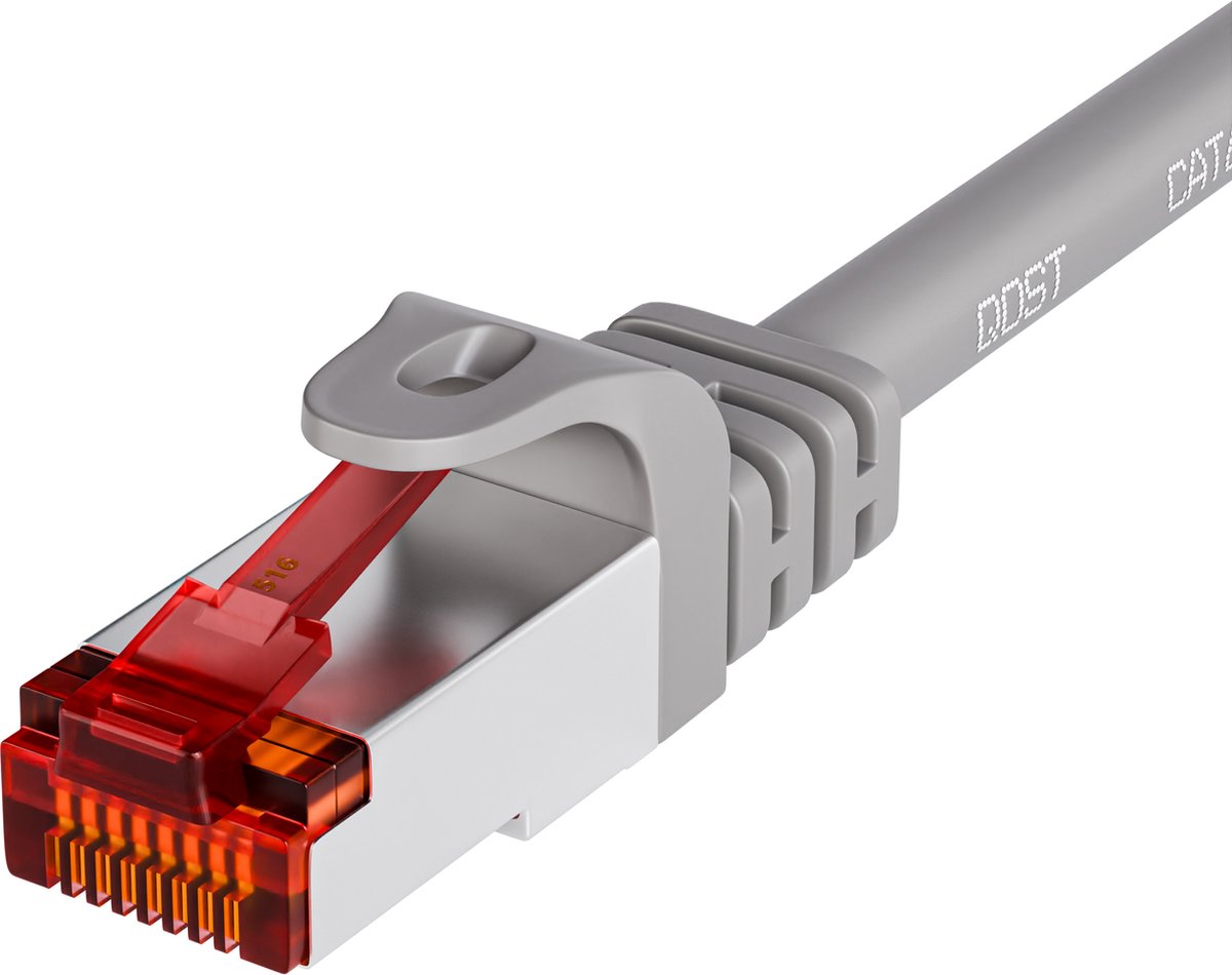 Qost - CAT6 internetkabel - 100% koper / SFTP - 10 Gbps / 250 MHz - RJ45 Connectoren - Patchkabel / Netwerkkabel - 50 meter - Grijs