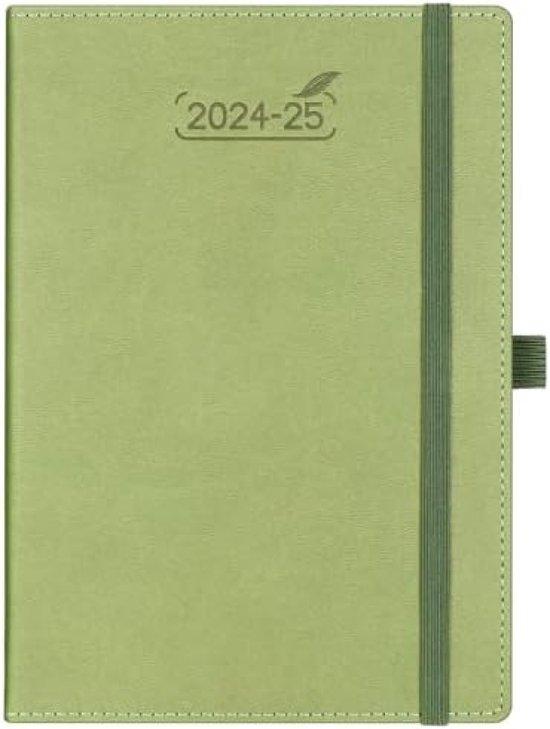 Foto: 18 maanden zakagenda 2024 2025 agenda a5 pu leer hardcover kalender groen weekkalender juli 24 december 25 1 week 2 pagina s planner met penhouder