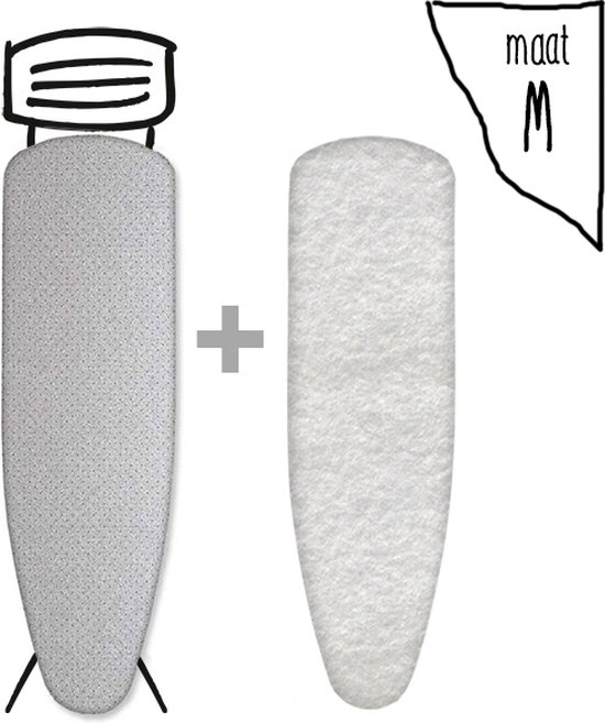 Leuke Strijkhoezen | Strijkhoes met Molton - Metallic Zilver - maat M - complete set