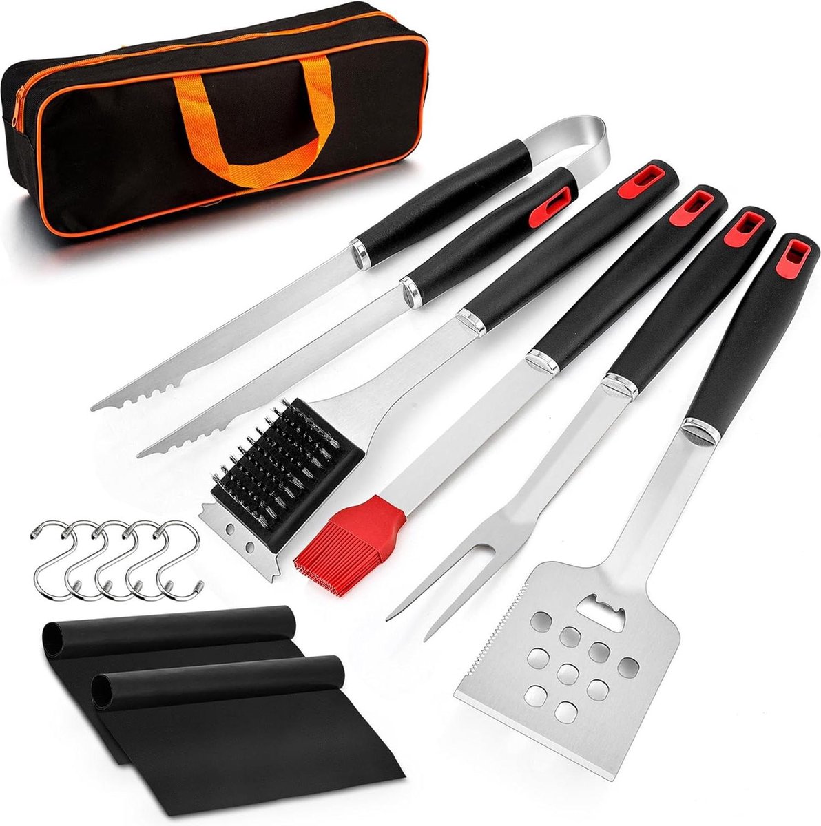 13-delig grillbestekset roestvrij staal draagtas mannen barbecue-accessoires grilltang grillborstel vleesvork camping picknick