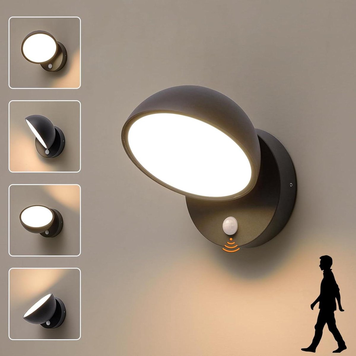 Bewegingsmelder buitenlamp LED buitenverlichting - voor huismuur en buitenwand - grijs Buitenverlichting