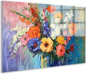Peintures de Fleurs sur verre - Peinture de Flora sur verre - Vase de Décoration murale murale - Tableaux Classique - Peinture sur verre acrylique - Décoration murale sur verre acrylique 105x70 cm