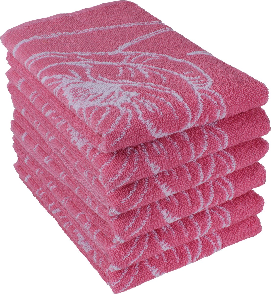 DoubleDry Luxe Keukenhanddoeken Set - 6 Stuks - 50x50 cm - 100% Katoen - Hoge Absorptie & Duurzaam - Bloem, Roze