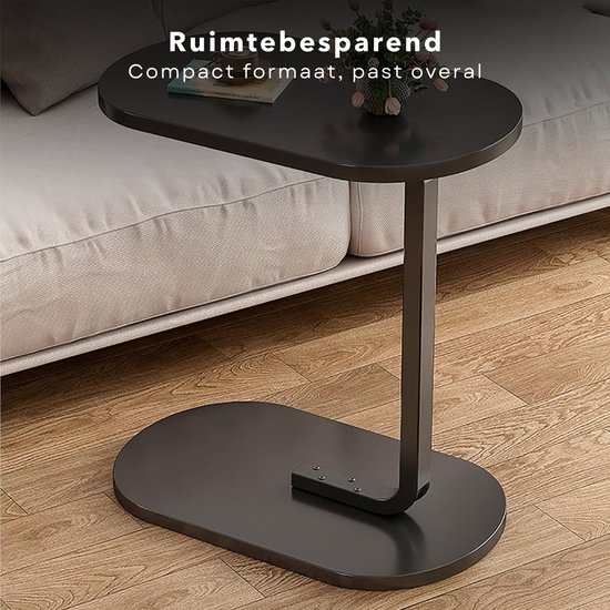 Cheqo® Table d'appoint - Table de canapé - Table - Table d'ordinateur portable - Métal Zwart - Table de canapé 45x28x60 cm - Plateau MDF