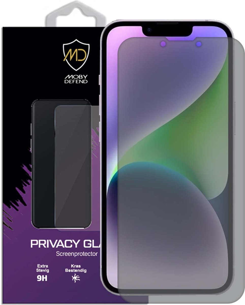 MobyDefend Screenprotector - Geschikt voor iPhone 14 - Matte Privacy Glass Screensaver