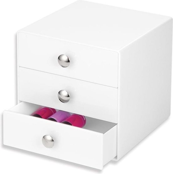 Foto: Make up organizer met 3 laden idesign drawers kunststof organizer voor make up cosmetica nagellak opbergen
