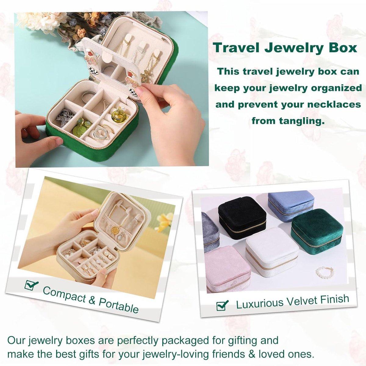 Boxudeli Sieradenkistje op reis, groot sieradenetui van fluweel, draagbare kleine sieradenorganizer voor oorbellen, ringen, halskettingen, armbanden, reis-sieradenopbergdoos voor vrouwen (roze