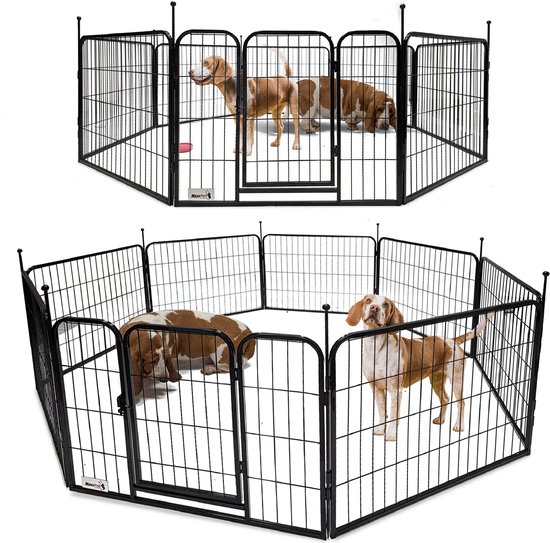 Foto: Maxxpet puppyren hondenren puppyren met 8 kennelpanelen staal 80 x 60 cm 210 cm