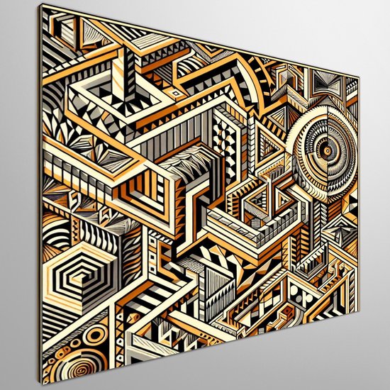 Muurafbeelding kunstdruk op canvas Waterfall Waterval Escher tekening litografie moderne kunst illusie (40 cm x 51 cm