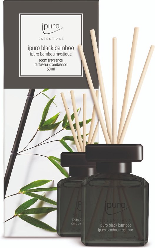 ipuro ESSENTIALS black bamboo diffuseur aromatique Flacon de parfum Verre, Plastique Noir