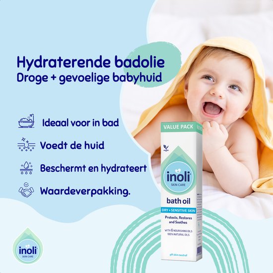 Inoli Skincare - Inoli Badolie voor Droge en Gevoelige Huid - Babybenodigdheden - 200ml van Inoli — afbeelding 2