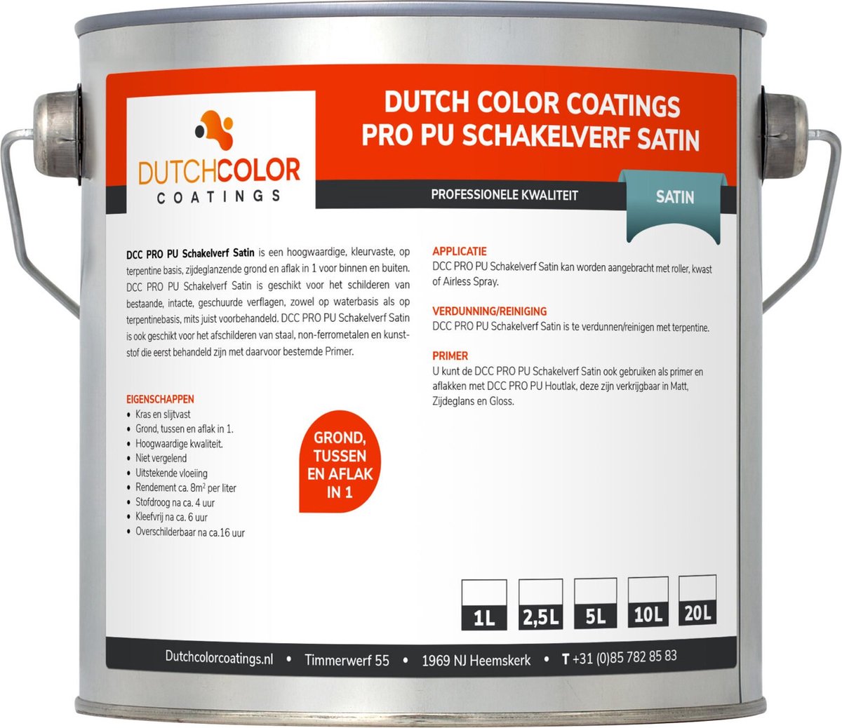 DCC PRO PU Schakelverf Satin - 2.5L - RAL 9010 | Zuiver Wit