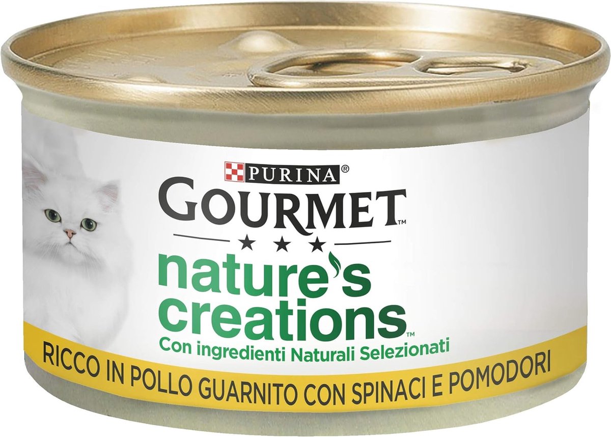 Natuurlijk kattenvoer met kip, spinazie en tomaten - 24 blikjes à 85 g