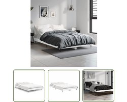 vidaXL Wit Bed Frame - Houten Bed Frame - Bedframe bewerkt hout wit 120x190 cm - Tweepersoons Bed Frame - Bed Frame 120x190 - Houten Bed