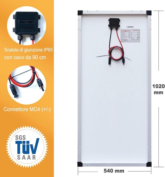 enjoy solar Mono 100 W 12 V monokristallijn zonnepaneel fotovoltaïsch zonnepaneel ideaal voor camper, schuur, boot