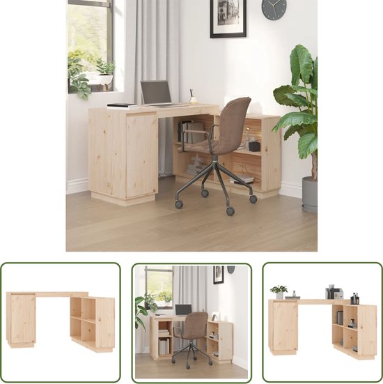 LAPOOH Wit Kantoor Bureau, 110 x 50 x 93 cm, van massief grenenhout, modern bureau, werkkamerinrichting, 823530