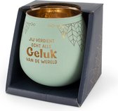 Bol.com Sfeerlichthouder - Jij verdient echt alle geluk van de wereld - Glas aanbieding