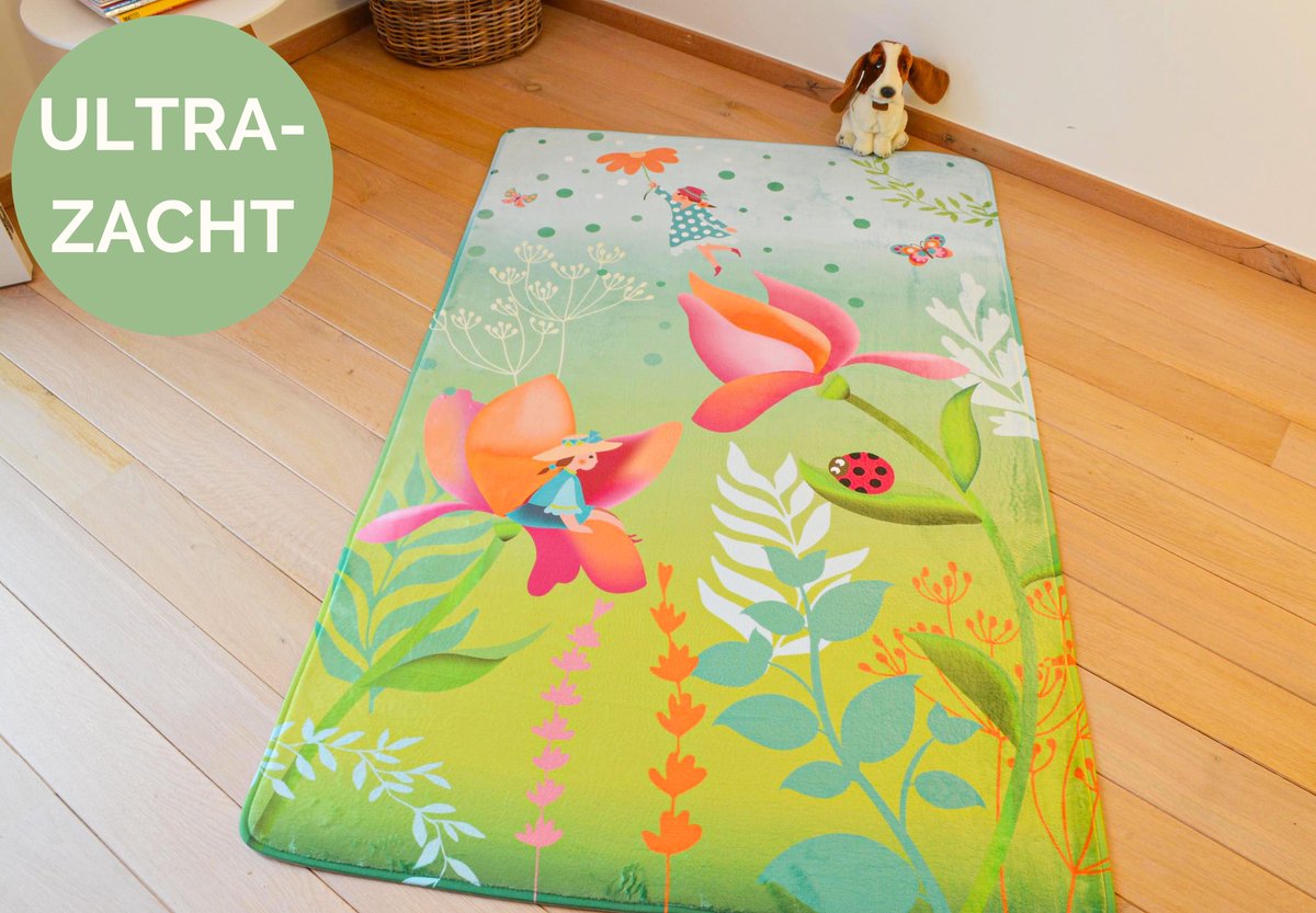 Mats & Joy Kindertapijt Met Fee 110x170cm - Ultrazacht & Wasbaar - Anti-Slip Vloerkleed voor Kinderkamer - Speelmat / Speelkleed / Kindermat / Speeltapijt