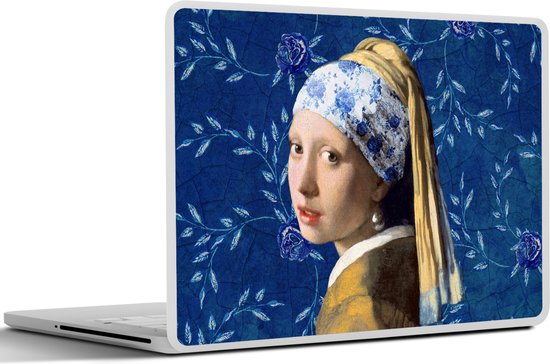 Sticker ordinateur portable - 15,6 pouces - Fille à la perle - Vermeer - Blauw de Delft
