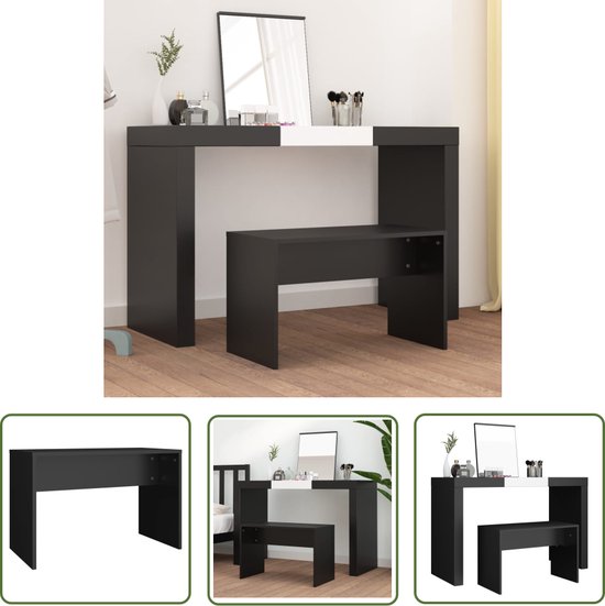 Tabouret de coiffeuse classique The Living Store - Zwart - 70 x 35 x 45 cm - Matériau de haute qualité