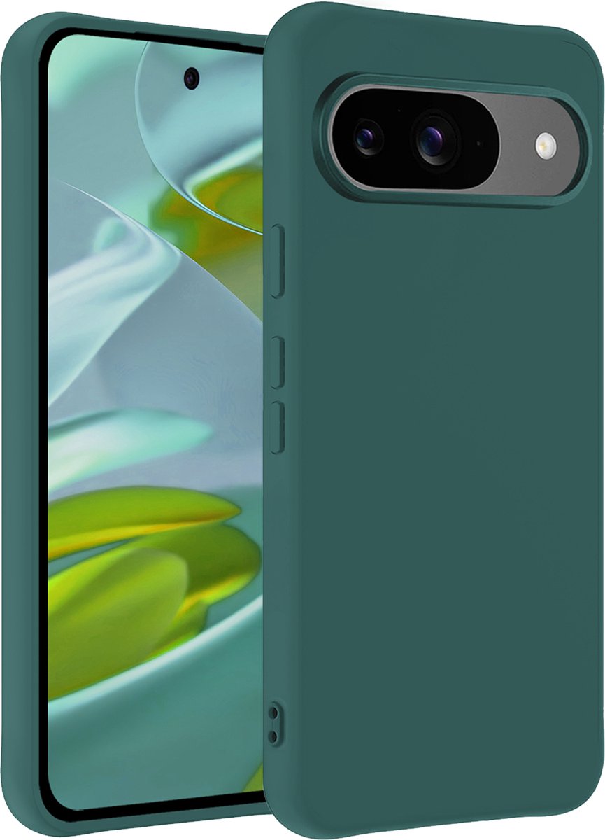 Hoesje - Geschikt voor Google Pixel 9 - Sterk & Shockproof - Hoes Cover - Siliconen Case - Telefoonhoesjes - Donkergroen