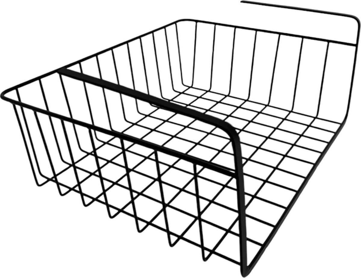 Hangmand zwart - metaal - onder plank organizer - 32 x 26 x 13 cm