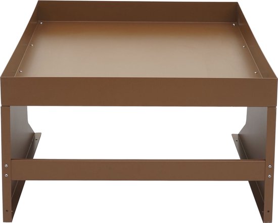 Robotmaaier garage met plantenbak MCW-G60, overkapping voor grasmaaiers, metaal 37x60x70cm ~ bruin van Merkloos	 — afbeelding 3