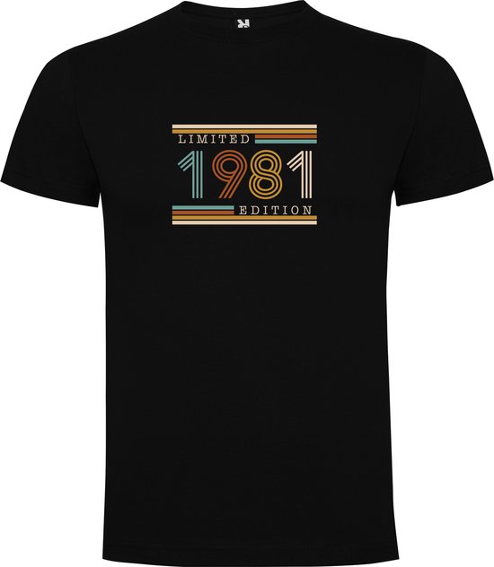 Zwart T-Shirt met “Limited 1981 Edition“ Print Full Color Maat 2XL