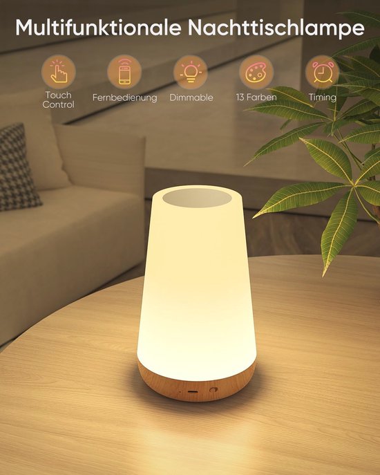 Dimbare Nachtlampjes set van 2 - LED Tafellamp met USB Oplaadbare Batterij en Afstandsbediening - 13 Kleuren en 3 Lichtmodi voor Kinderen — afbeelding 3
