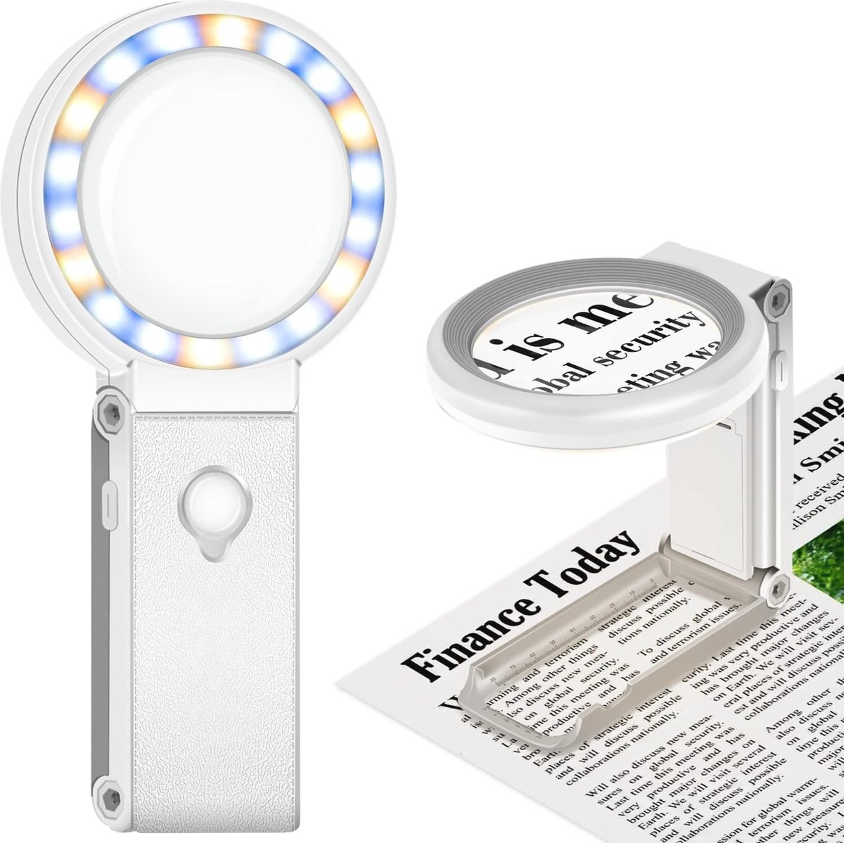 Vergrootglas met Licht en Standaard - 30x en 10x Vergroting met 18 LED's - Dimbare Leesloep voor Senioren en Kinderen