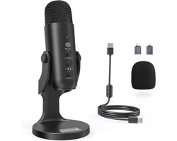 USB Microfoon voor Podcasting, Gaming en Streaming - Studiokwaliteit Condensatormicrofoon met Mute, Gain en Echo Knop