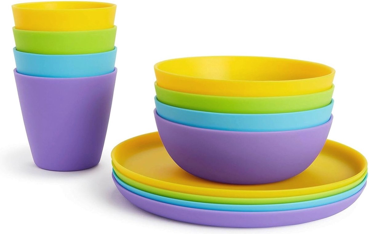Multifunctionele eetset voor peuters - 12-delig inclusief bekers, borden en kommen