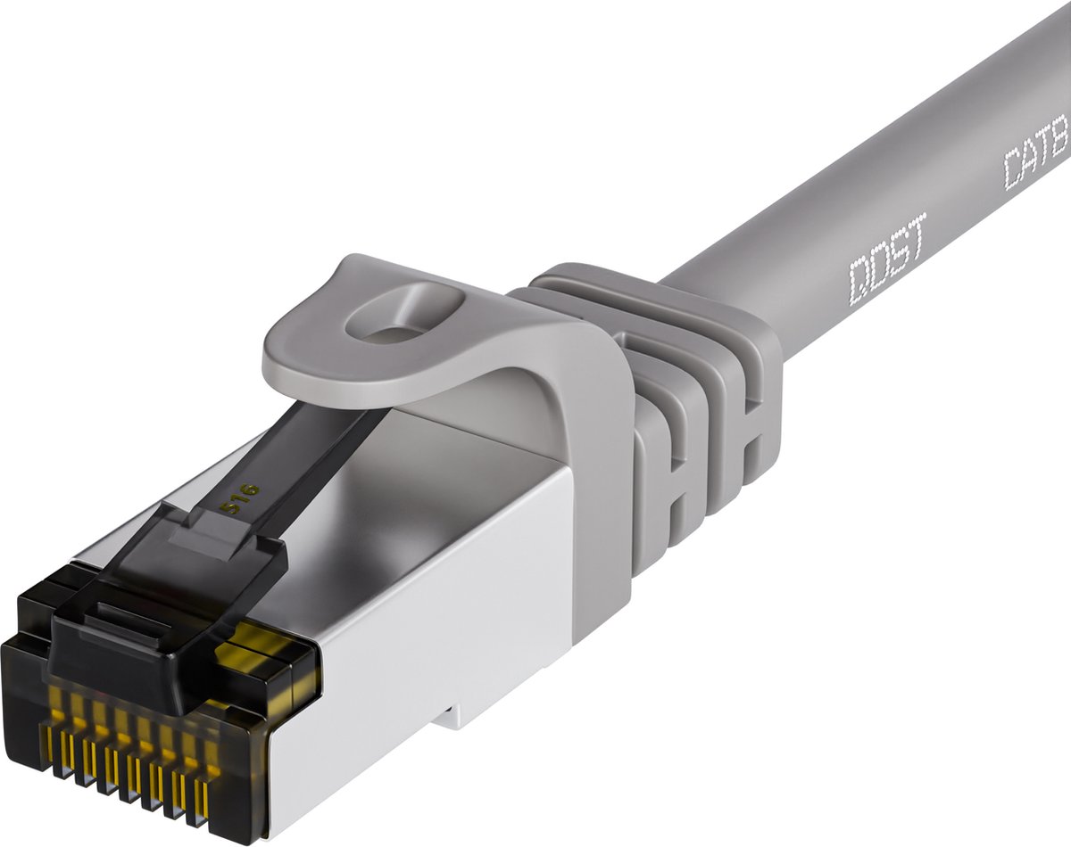 Qost - CAT8.1 internetkabel - SFTP / PiMF LZSH - 40 Gbps / 2000 MHz - RJ45 Connectoren - Patchkabel / Netwerkkabel - 0,15 meter - Grijs