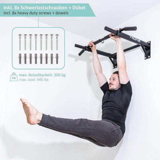 PULLUP & DIP Rechte Pull-Up Bar Set als Uitbreiding voor Mobiele Pull-Up en Dip Bar, Pull-Ups, Chin-Ups, Muscle-Ups, Rechte Bar Dips