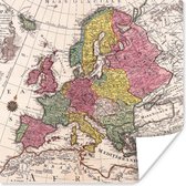 Poster Europa - Landkaart - Werelddeel - Vintage - 100x100 cm XXL