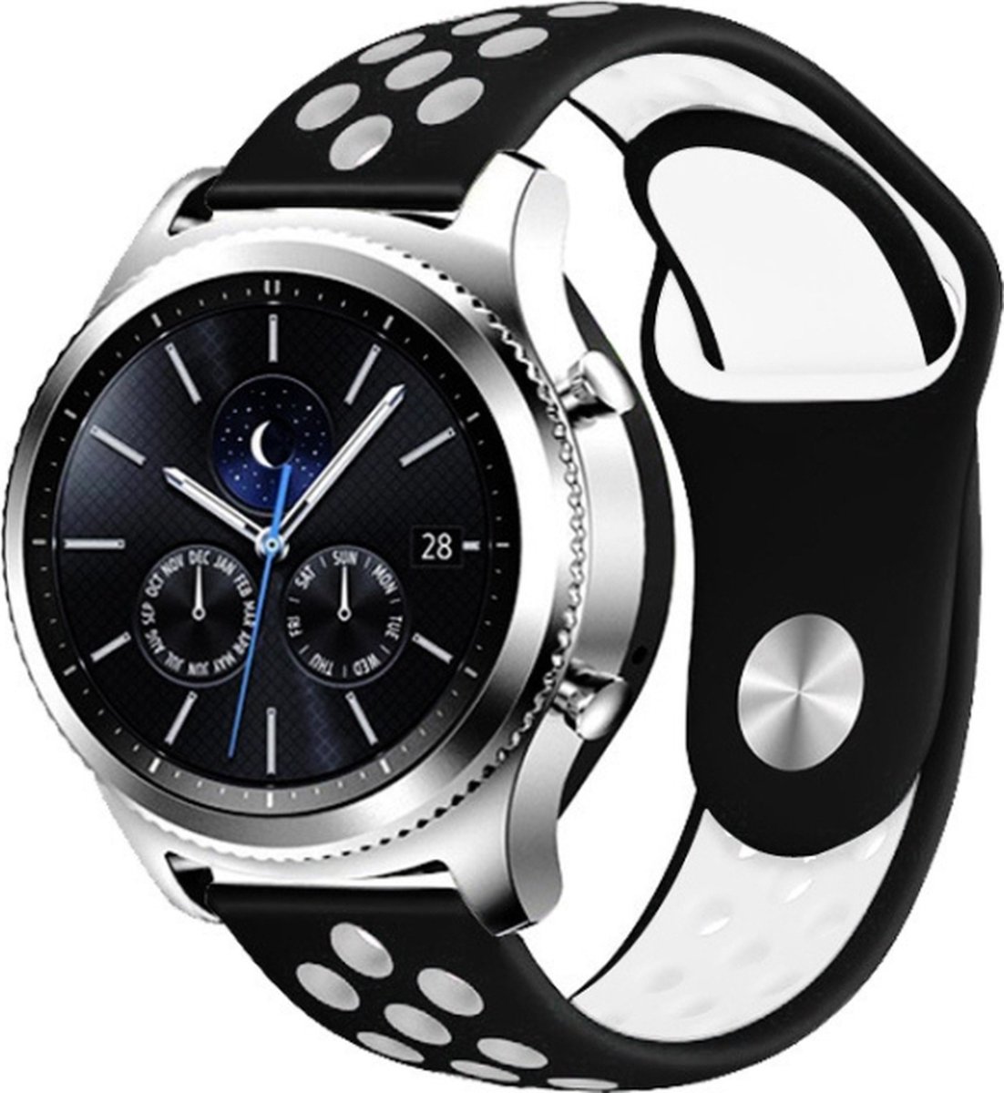 Siliconen bandje - geschikt voor Samsung Gear S3 - zwart-wit
