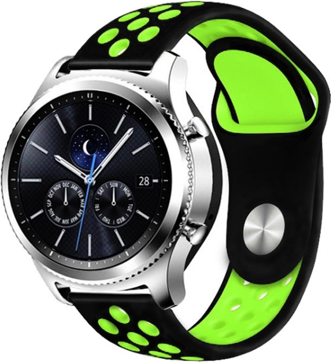 Siliconen bandje - geschikt voor Samsung Gear S3 - zwart-groen