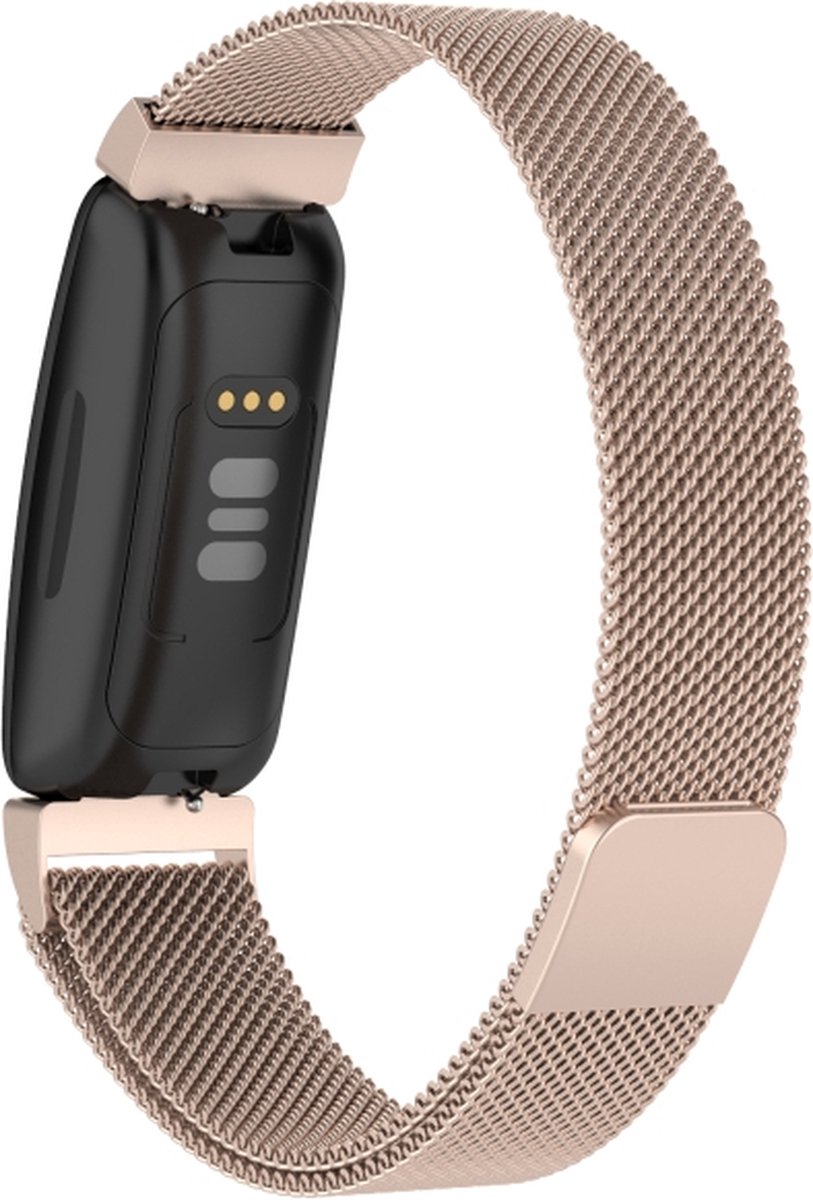 Milanees bandje - geschikt voor Fitbit Inspire 2 / Ace 3 - maat M/L - champagne