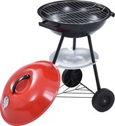 Kogelbarbecue BBQ charbon de bois, hauteur 75cm et rond Ø45cm, couleur noir/rouge, barbecue, barbecue charbon, grill sphérique