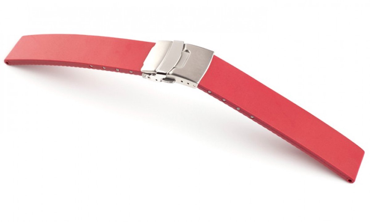 Horlogeband Pure Rood - Leer - 22mm