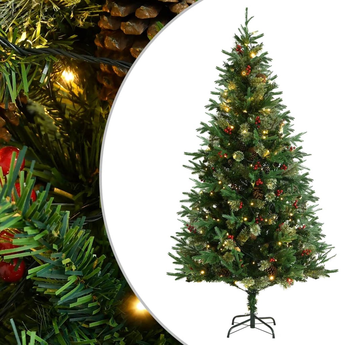 VidaLife Kerstboom met LED's en dennenappels 195 cm PVC en PE groen