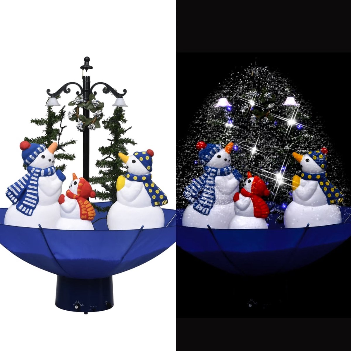 VidaLife Kerstboom sneeuwend met paraplubasis 75 cm PVC blauw