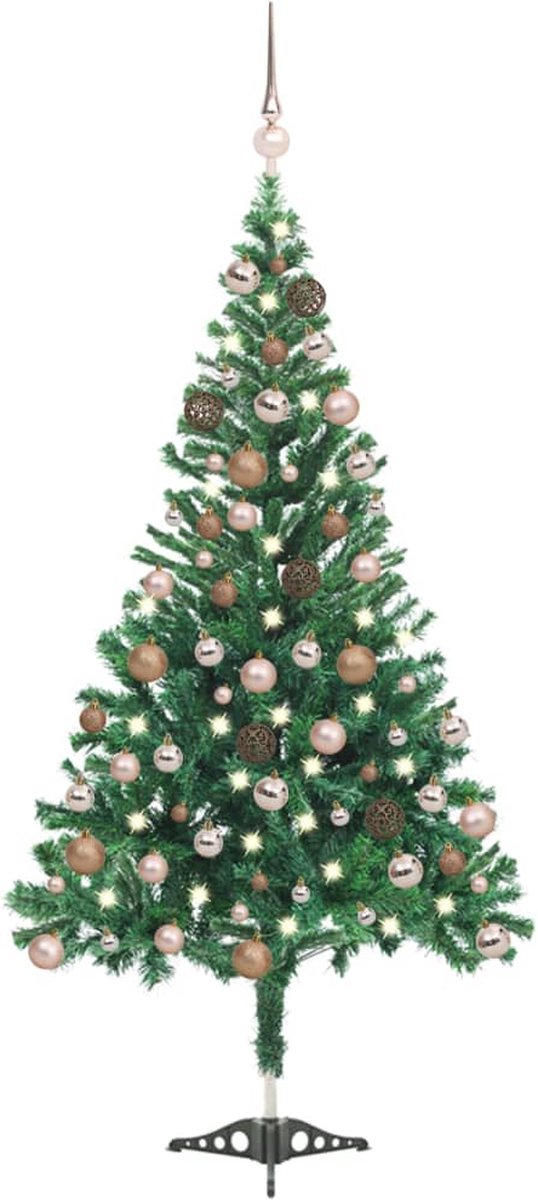 VidaLife Kunstkerstboom met LED's en kerstballen 230 takken 120 cm