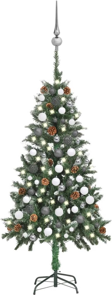 VidaLife Kunstkerstboom met LED's, kerstballen en dennenappels 150 cm
