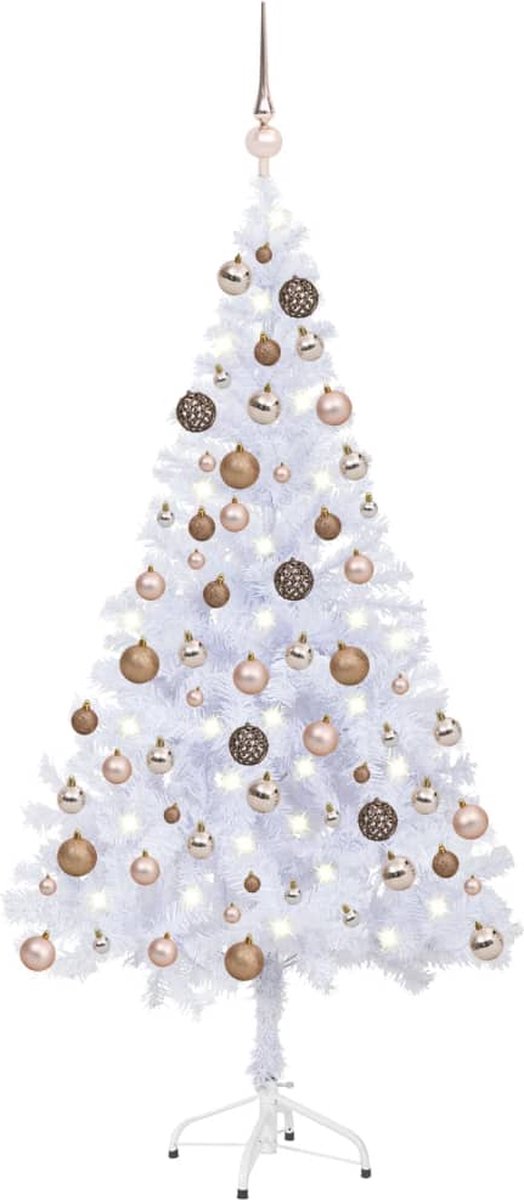 VidaLife Kunstkerstboom met LED's en kerstballen 380 takken 150 cm
