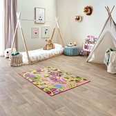 Carpet Studio Sweet Town Speelkleed Roze- Speelmat 95x133cm - Vloerkleed Kinderkamer - Anti-slip Verkeerskleed
